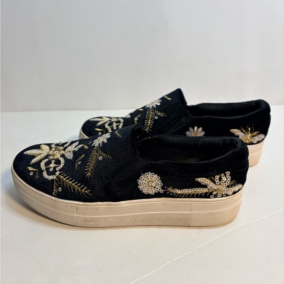 Carlos by Carlos Santana Embroidered Black and Gold Women's Slip-On Sneakers - Picture 3 of 11
